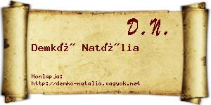 Demkó Natália névjegykártya